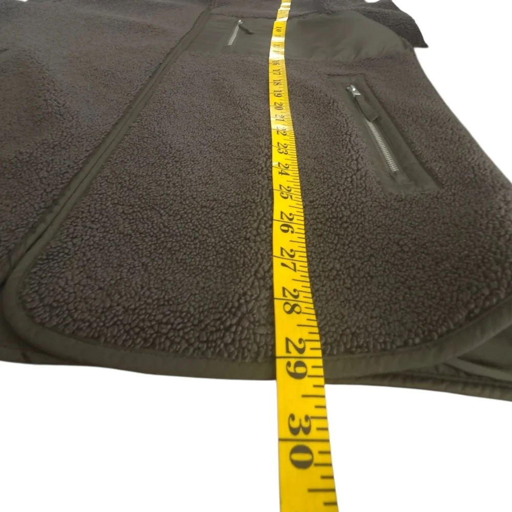 Naadam Mens Fleece Sherpa Zip Up Jacket Dark Olive Green XL NWOT